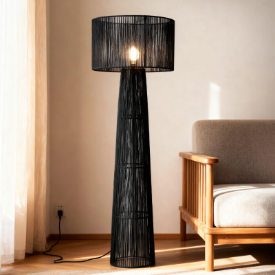 Lampadaire noir rustique, Sanny, avec interrupteur