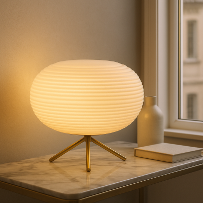 Lampe de table blanche moderne, Davide, avec interrupteur