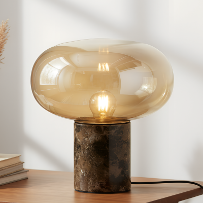 Lampe de table en marbre ambre, Alan, avec interrupteur