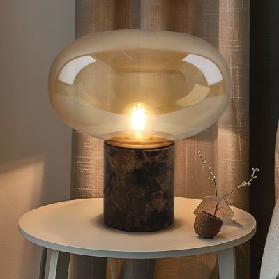 Lampe de table en marbre ambre, Alan, avec interrupteur