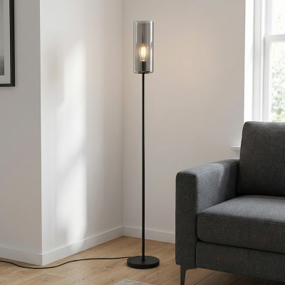 Lampadaire gris moderne, Gaya, avec interrupteur