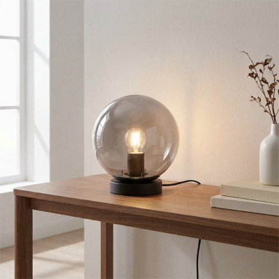 Lampe de table grise moderne, Dolf, avec interrupteur
