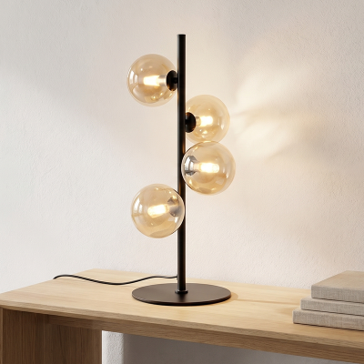 Lampe de table ambre design, Remo, avec interrupteur