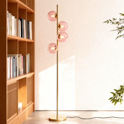 Lampadaire rose design, Remo, avec interrupteur