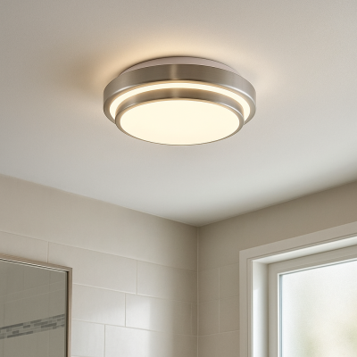 Plafonnier salle de bain nickel moderne, Jaro, 12W, 3000K LED, IP44