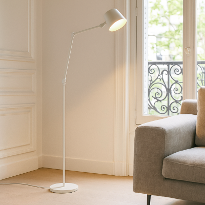 Lampadaire blanc moderne, Rinke, avec interrupteur
