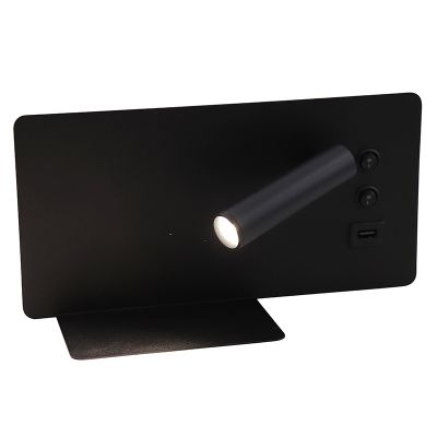 Applique murale noire moderne, Stanley, 10W, 4000K LED, avec interrupteur