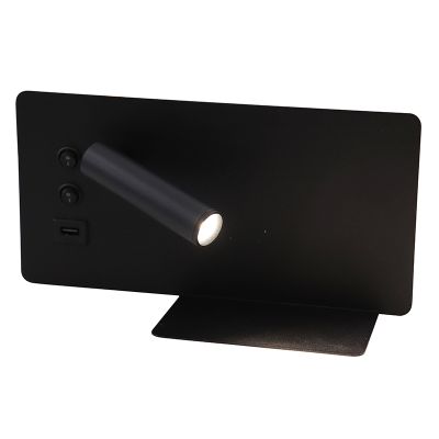 Applique murale noire moderne, Stanley, 10W, 4000K LED, avec interrupteur