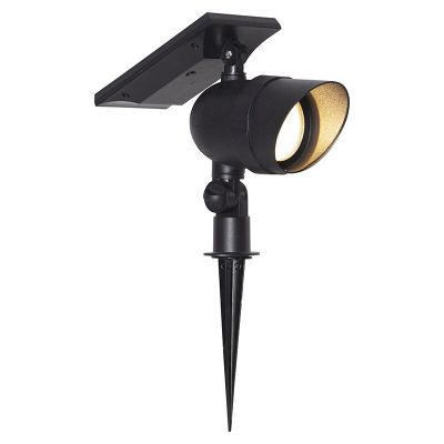 Spot à piquer solaire noir en aluminium, Ancilla, 0,064W, 3000K LED, IP44