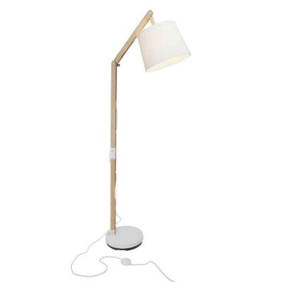 Lampadaire en bois marron, Julia, avec interrupteur