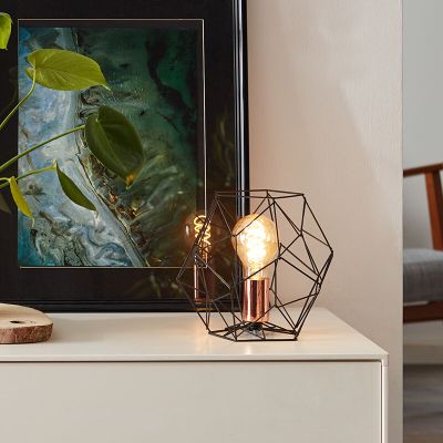 Lampe de table cuivre industrielle, Noelle, avec interrupteur