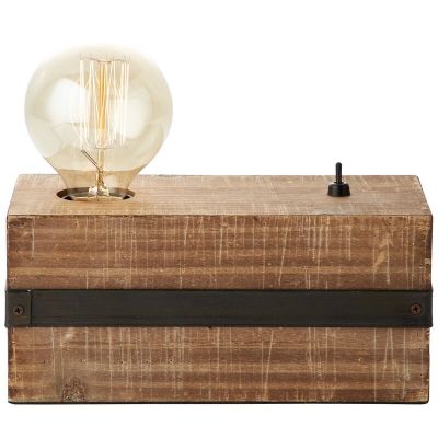 Lampe de table en bois noire, Asli, avec interrupteur