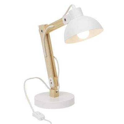 Lampe de bureau blanche moderne, Allegra, avec interrupteur