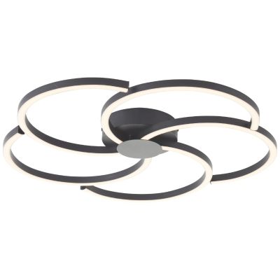 Plafonnier noir design, Somia, 32W, 3000K LED, gradable en 3 étapes
