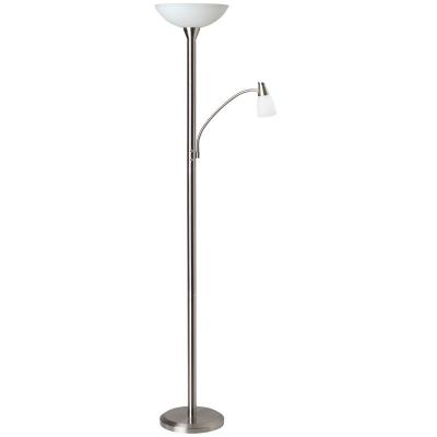 Lampadaire liseuse chromé moderne, Bernd, avec interrupteur