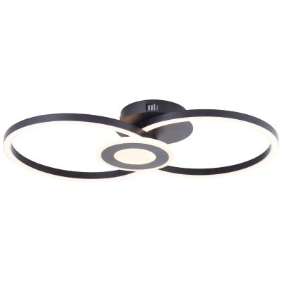 Plafonnier noir design, Volkert, 24W, 3000K LED