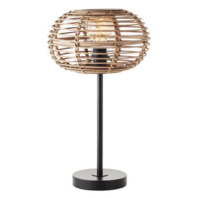 Lampe de table en rotin marronne, Sevim, avec interrupteur