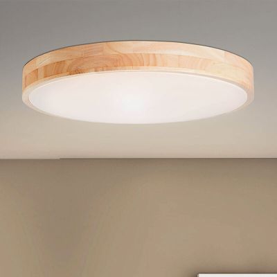 Lampe plafond moderne bois, Asude, 60W, blanc chaud à froid réglable LED, avec télécommande
