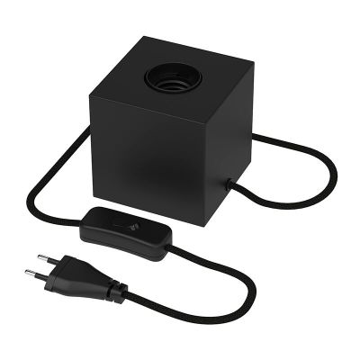 Lampe de table sans abat-jour moderne noire, Loana, avec interrupteur