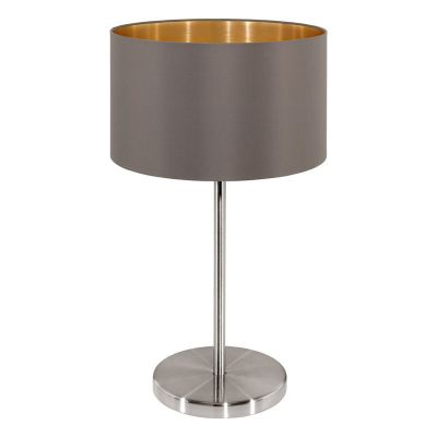 Lampe de table marronne en tissu, Terme, avec interrupteur