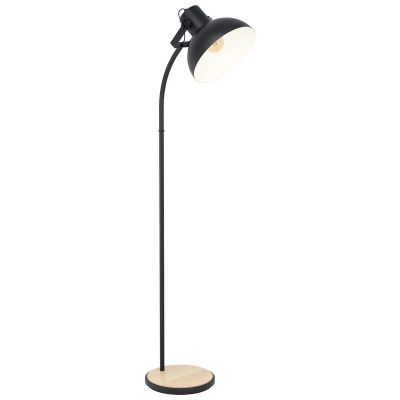 Lampadaire en bois marron, Elmira, avec interrupteur