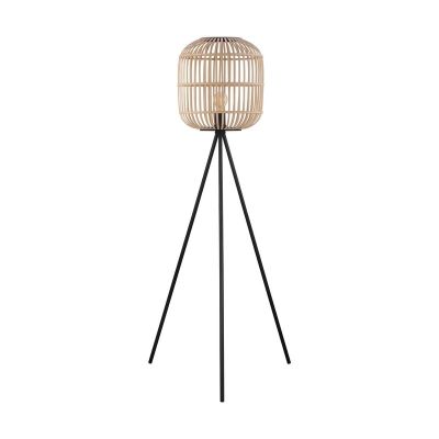 Lampadaire trépied noir en acier, Ankie, avec interrupteur