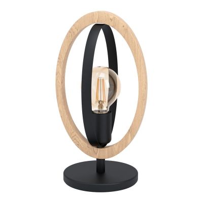 Lampe de table en bois marronne, Angeline, avec interrupteur