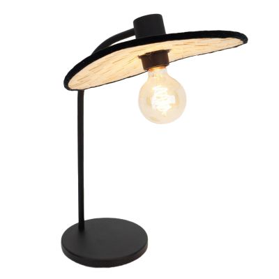 Lampe de table marronne en bois, Jillah, avec interrupteur