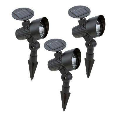 Spot à piquer extérieur noir en plastique, Zora, 1W, 3000K LED, IP44, avec interrupteur