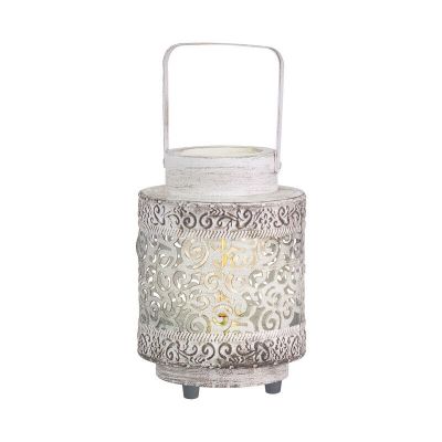Lampe de table blanche en acier, Abdelrahman, avec interrupteur