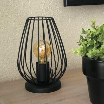 Lampe de table noire en métal, Kitana, avec interrupteur