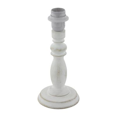 Lampe de table sans abat-jour en bois blanche, Akin, avec interrupteur