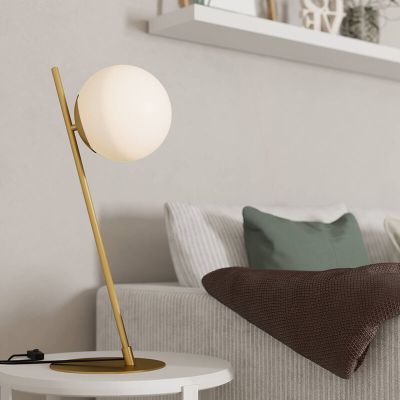 Lampe de table laiton en verre, Polly, avec interrupteur