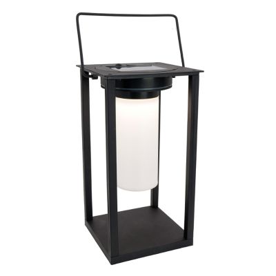 Lampe de table solaire extérieur noire en plastique, Hillebrand, 3,3W, 4000K LED, IP54, avec interrupteur