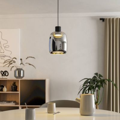 Suspension connectée noire en verre, Tamika, 3,7W, RGBW LED