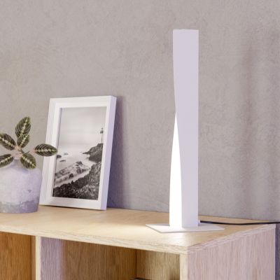Lampe de table blanche en plastique, Birkan, 9W, RGBW LED, avec télécommande