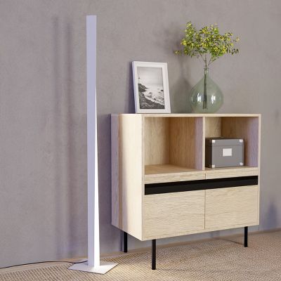 Lampadaire blanc en plastique, Birkan, 10,5W, RGBW LED, avec télécommande