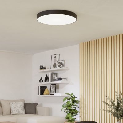 Plafonnier connecté noir en plastique, Germen, 36,5W, RGBW LED, avec télécommande