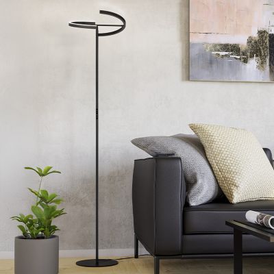 Lampadaire noir en plastique, Corwin, 8,8W, 3000K LED, avec variateur tactile
