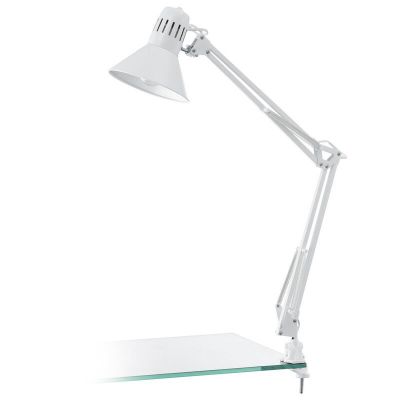 Lampe à pince blanche en plastique, Jordin, avec interrupteur