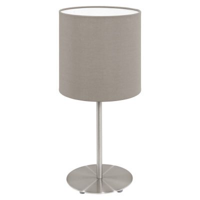Lampe de table taupe en tissu, Abano, avec interrupteur