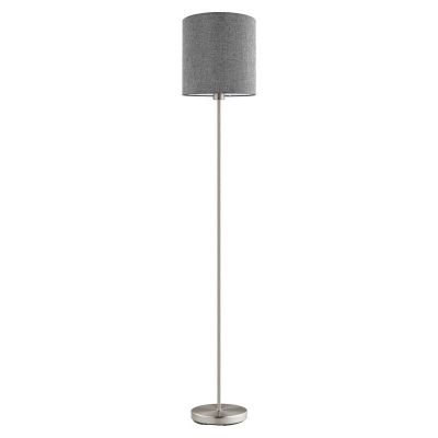 Lampadaire gris en tissu, Abano, avec interrupteur