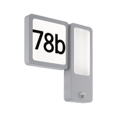 Numéro de maison lumineux argenté en aluminium, Mick, IP44