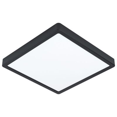Plafonnier salle de bain noir en acier, Pascale, 20W, 3000K LED, IP44
