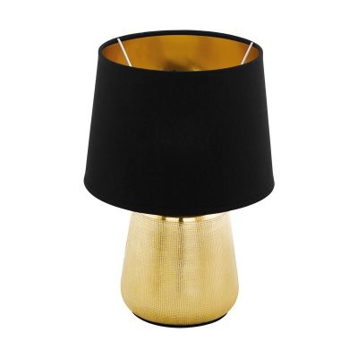 Lampe de table en céramique dorée, Elvin, avec interrupteur