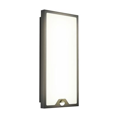 Applique extérieur avec détecteur de mouvement noire en acier, Lydian, 16W, 3000K LED, IP44