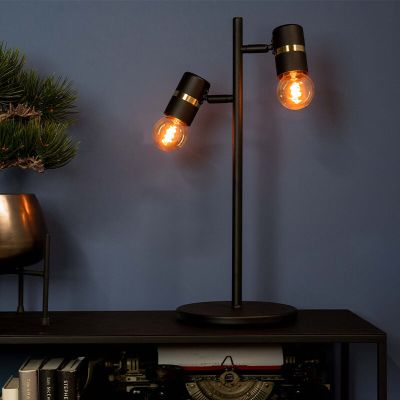 Lampe de table noire en aluminium, Jelger, avec interrupteur