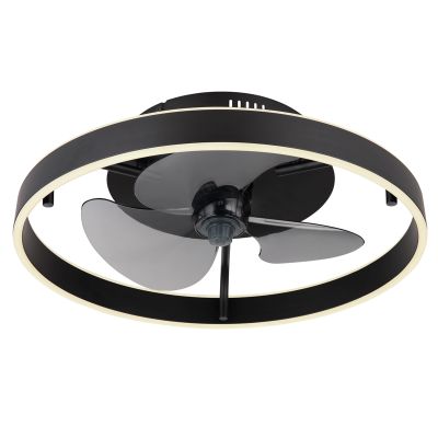 Ventilateur de plafond noir en plastique, Joos, 40W, blanc chaud à froid réglable LED, avec télécommande