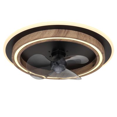 Ventilateur de plafond marron en plastique, Lamine, 32W, blanc chaud à froid réglable LED, avec télécommande