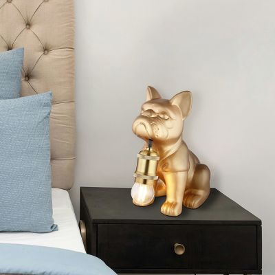 Lampe de table en céramique dorée, Dogan, avec interrupteur